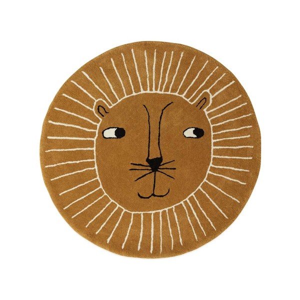 Brązowy dywan dziecięcy z mieszanki wełny ø95 cm Lion – OYOY Mini