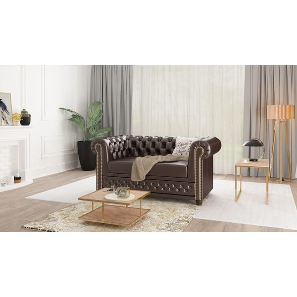 Ciemnobrązowa sofa z imitacji skóry 148 cm York – Ropez-image-3