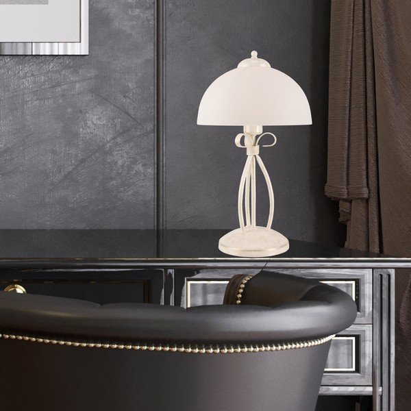 Biała lampa stołowa ze szklanym kloszem (wys. 43 cm) Adelle – LAMKUR-image-1