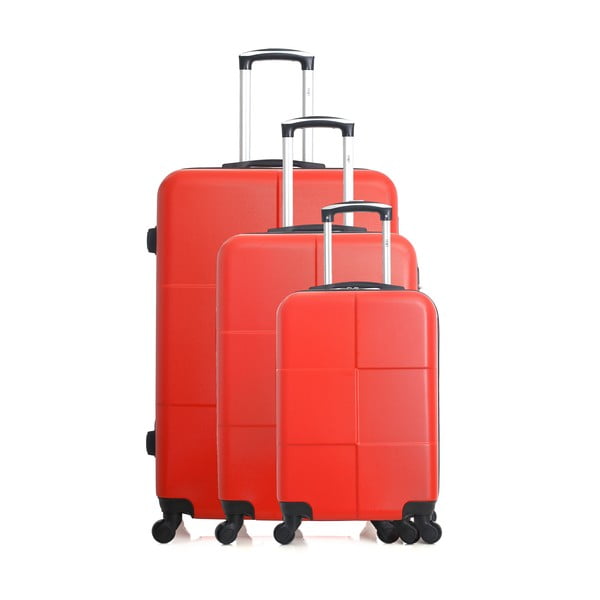 Zestaw 3 czerwonych walizek na kółkach Hero Coronado