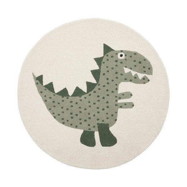 Zielony dywan dziecięcy z mieszanki wełny tkany ręcznie ø120 cm Theo DIno – OYOY Mini