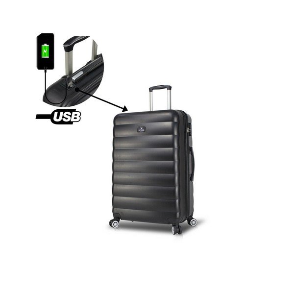 Czarna walizka na kółkach z USB My Valice COLORS RESSNO Large Suitcase-image-2