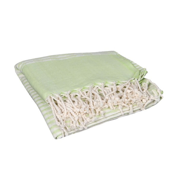 Zielony ręcznik hammam Yummy Green, 90x190 cm