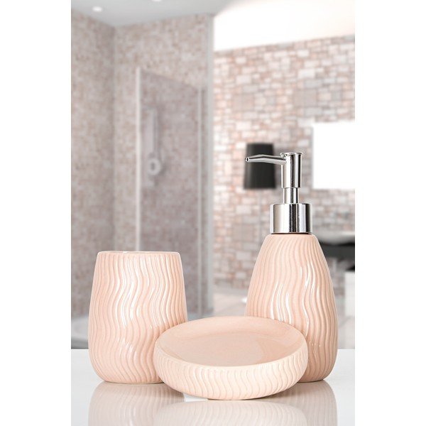 Różowy ceramiczny zestaw akcesoriów łazienkowych Merlin – Mioli Decor-image-1