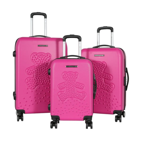 Zestaw 3 różowych walizek LULU CASTAGNETTE Mia