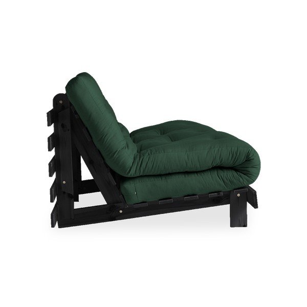 Sofa rozkładana z ciemnozielonym pokryciem Karup Design Black/Forest Green-image-4