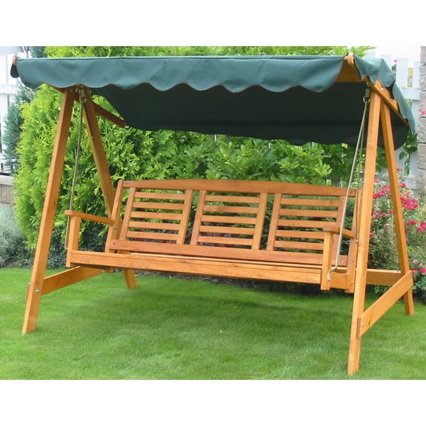 Zielono-brązowa drewniana huśtawka ogrodowa Eden – Rojaplast-image-1