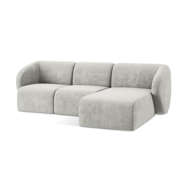 Jasnoszary narożnik z tkaniny szenilowej (prawostronny/z szezlongiem) Lani – Makamii-image-4