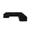 Czarny aksamitny narożnik (prawostronny/w kształcie litery U) Vanda – Mazzini Sofas