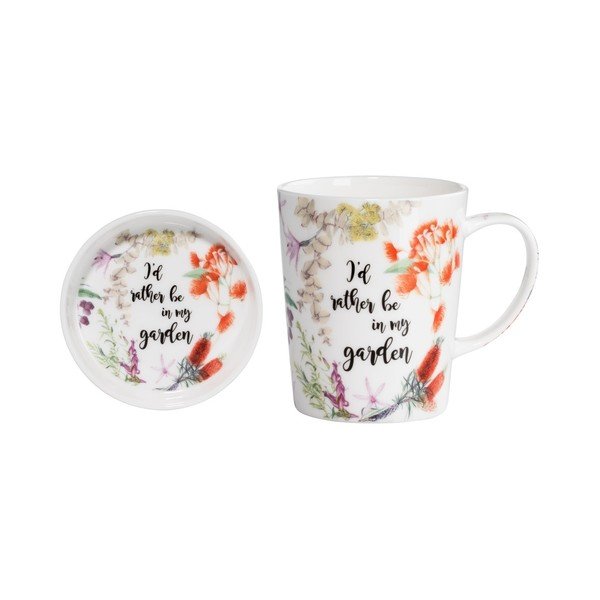 Komplet kubka ze spodkiem z porcelany kostnej Maxwell & Williams Rather Be, 400 ml