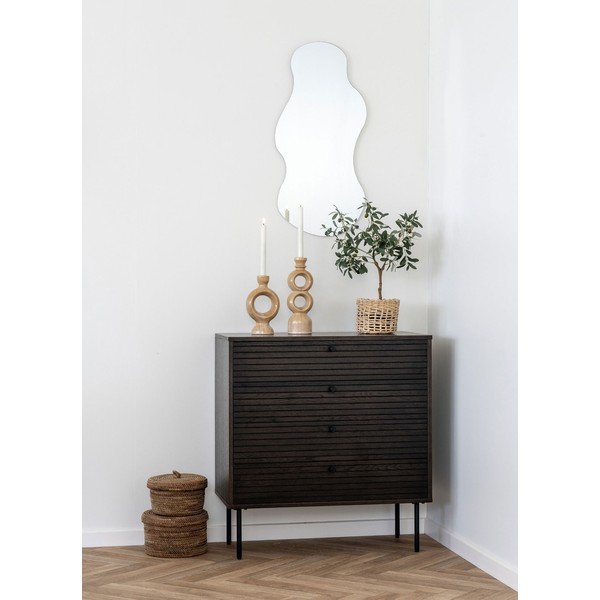 Ciemnobrązowa niska komoda w dekorze dębu 80x85 cm Kyoto – House Nordic-image-1