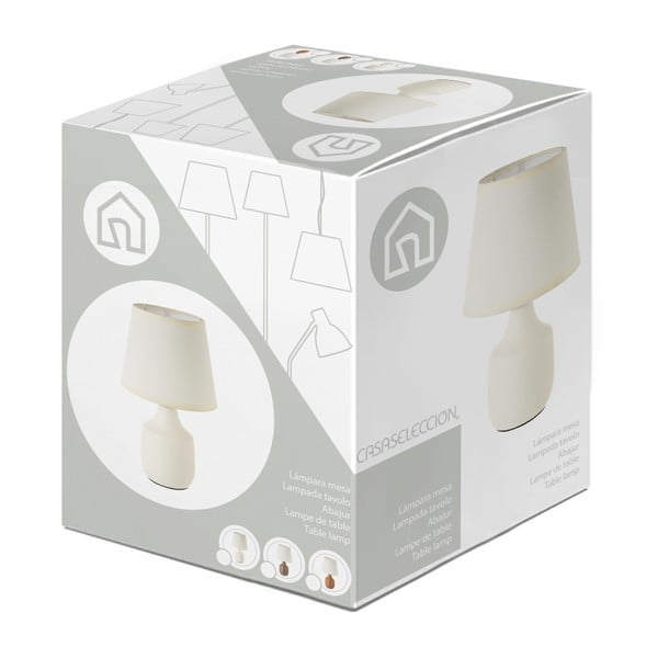 Biało-brązowa ceramiczna lampa stołowa z tekstylnym kloszem (wys. 24 cm) – Casa Selección-image-4