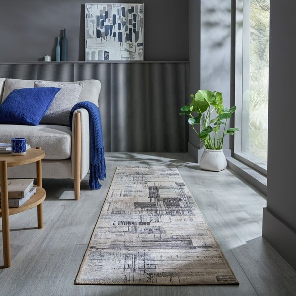 Szary chodnik odpowiedni do prania 60x230 cm Silas Abstract – Flair Rugs-image-1