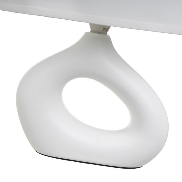 Biała lampa stołowa ceramiczna z tekstylnym kloszem (wysokość 30 cm) – Casa Selección-image-3