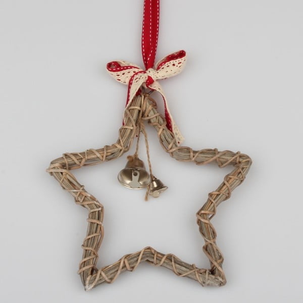 Brązowy rattanowy wieniec w kształcie gwiazdy Dakls Bell, 35 cm