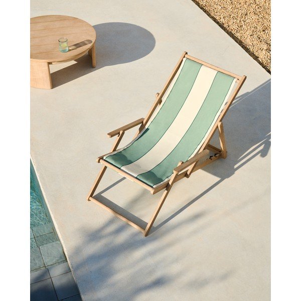 Zielony drewniany leżak ogrodowy Vilara – Kave Home-image-1