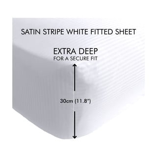 Białe prześcieradło elastyczne 90x190 cm Satin Stripe – Catherine Lansfield