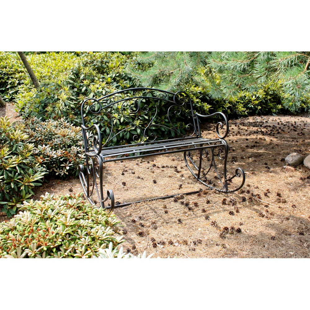 Czarna metalowa ławka ogrodowa Dares – Garden Pleasure (zdjęcie 4)
