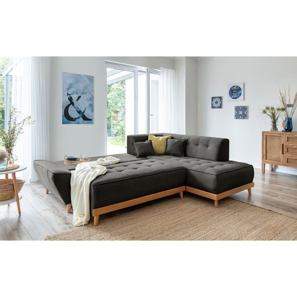 Ciemnoszary rozkładany narożnik Miuform Dazzling Daisy L, prawostronny-image-4