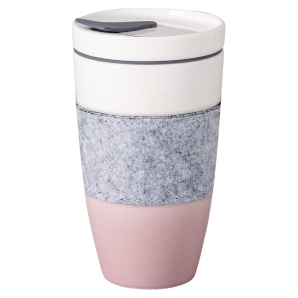 Różowo-biały porcelanowy kubek podróżny Villeroy & Boch Like To Go, 350 ml-image-2