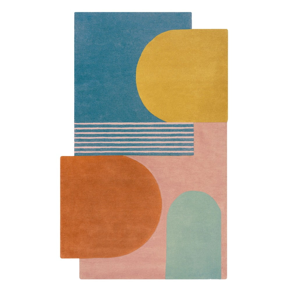 Niebieski wełniany dywan tkany ręcznie 120x180 cm Lozenge Bright Multi – Flair Rugs