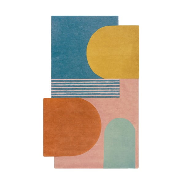 Niebieski wełniany dywan tkany ręcznie 120x180 cm Lozenge Bright Multi – Flair Rugs