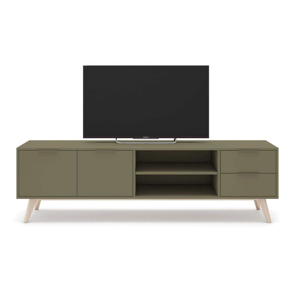 Zielona szafka pod TV z matowym wykończeniem 180x53x40 cm Campus – Marckeric (zdjęcie 7)