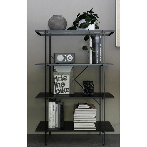 Czarny regał w dekorze dębu 79x117 cm Wainwright – Queer Eye-image-1