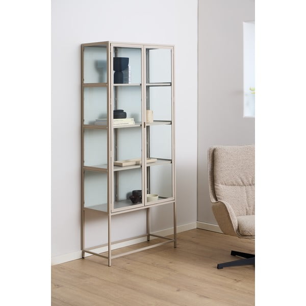 Szara witryna 77x186x35 cm Seaford – Actona-image-1