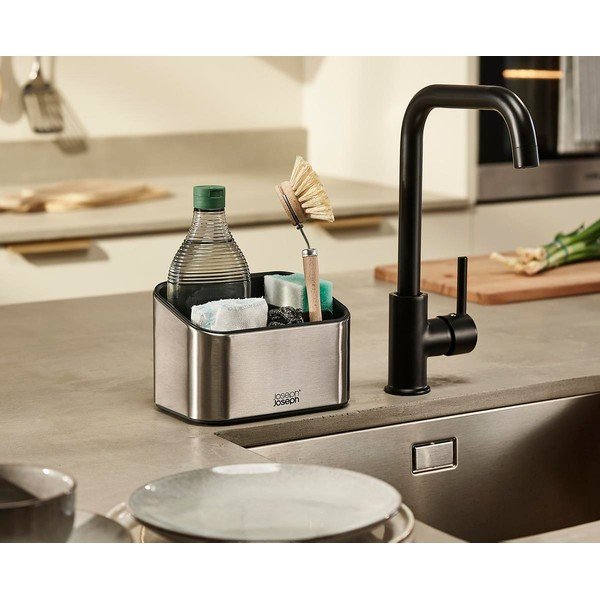 Metalowy stojak na akcesoria do mycia naczyń w kolorze srebra z połyskiem Surface – Joseph Joseph-image-1