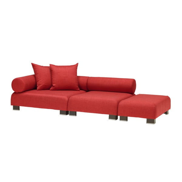 Czerwona sofa dwuczęściowa z podnóżkiem 13Casa Etna