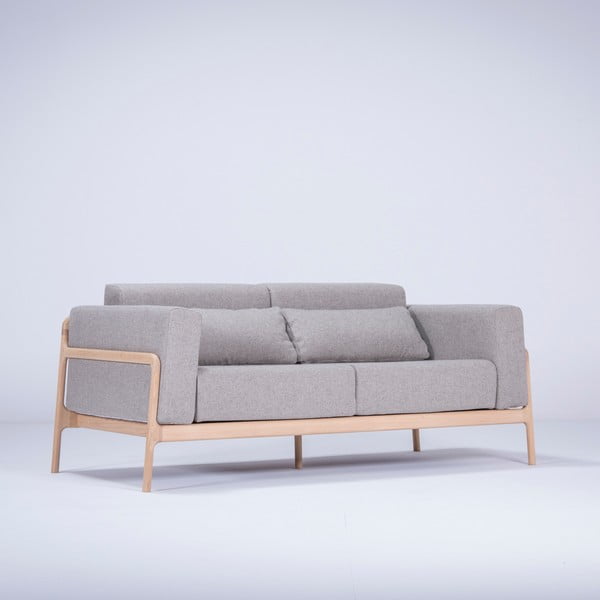 Szara sofa z konstrukcją z litego drewna dębowego Gazzda Fawn, 180 cm-image-4