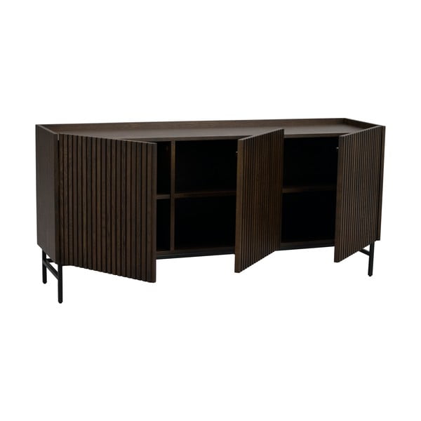 Ciemnobrązowa niska komoda z litego drewna dębowego 160x75 cm Halifax – Rowico-image-3