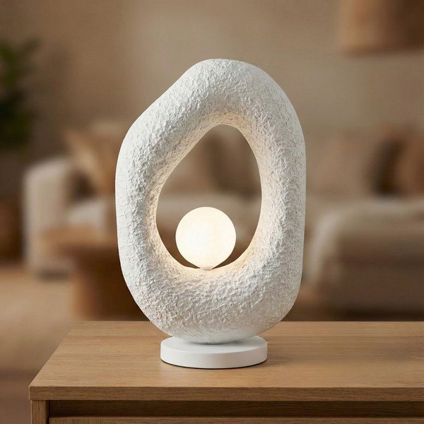 Biała metalowa lampa stołowa (wysokość 50 cm) Lore – Opviq lights-image-3