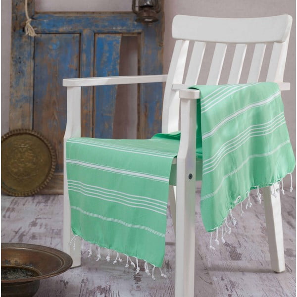 Zielony ręcznik Hammam Sultan, 100x180 cm