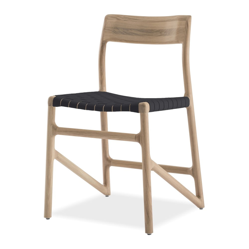 Krzesło z litego drewna dębowego z czarnym siedziskiem Gazzda Fawn