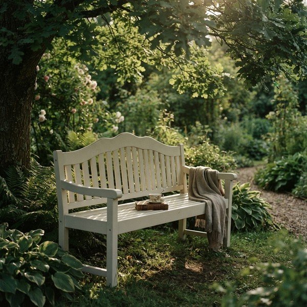 Biała drewniana ławka ogrodowa Austin – Garden Pleasure-image-3