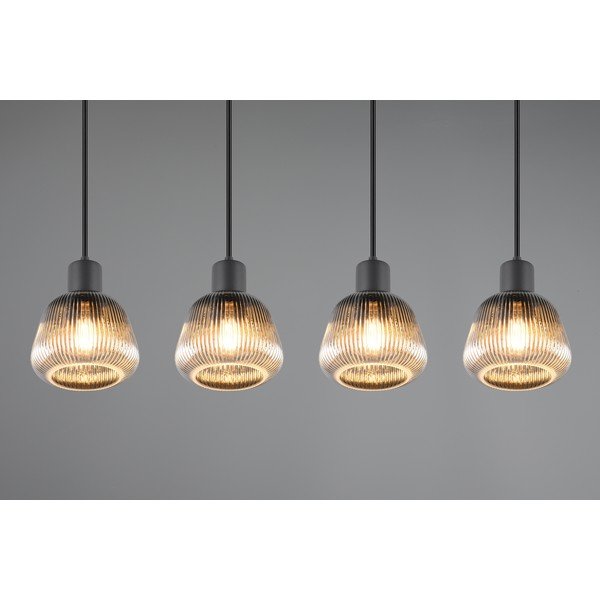 Czarna lampa wisząca ze szklanym kloszem ø 15 cm Tarifa – Trio-image-2