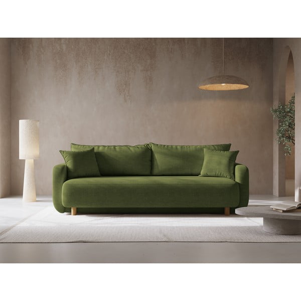 Zielona rozkładana sofa ze schowkiem 231 cm Elen – Micadoni -image-1