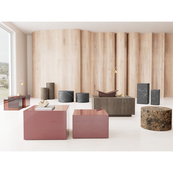 Brązowe szklane stoliki zestaw 2 szt. 50x50 cm Dice – Actona-image-1