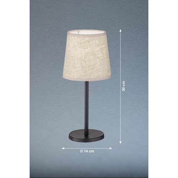 Czarno-beżowa lampa stołowa z tekstylnym kloszem (wysokość 30 cm) Eve – Fischer & Honsel-image-2