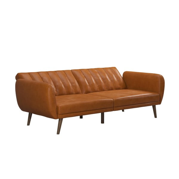Pomarańczowa rozkładana sofa z imitacji skóry 207 cm Brittany – Novogratz-image-1
