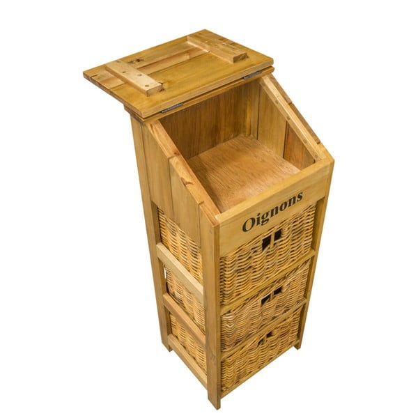 Szafka z 3 koszykami na warzywa i owoce z drewna sosnowego Bluebone Onion-image-1
