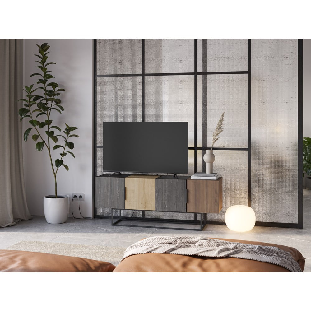 Brązowa szafka pod TV w dekorze dębu 140x55 cm Titan – Marckeric (zdjęcie 10)