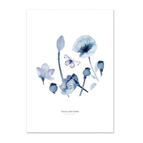 Plakat Leo La Douce Poppies & Butterflies II, 21x29,7 cm