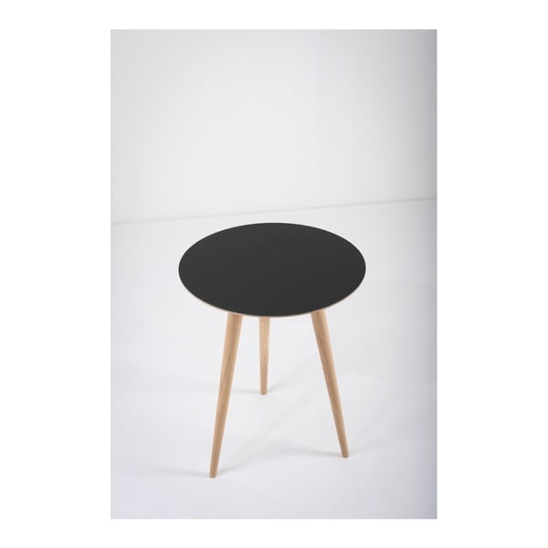 Dębowy stolik z czarnym blatem Gazzda Arp, ⌀ 45 cm-image-3