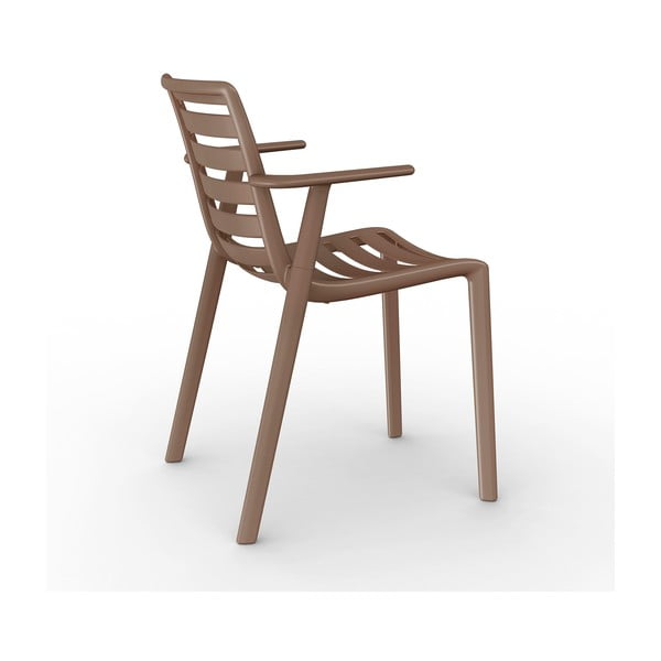 Zestaw 2 jasnobrązowych krzeseł ogrodowych z podłokietnikami Resol Slatkat