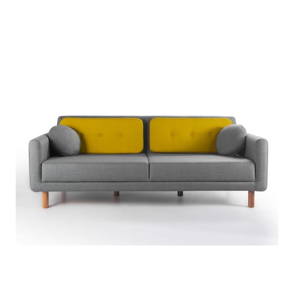 Rozkładana sofa Bubi Grey/Mustard