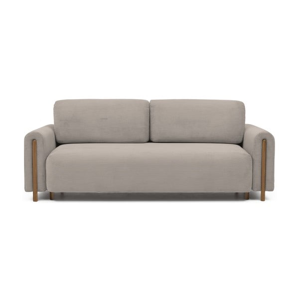 Jasnobrązowa sztruksowa rozkładana/ze schowkiem sofa 244 cm Arcadova – ELTAP