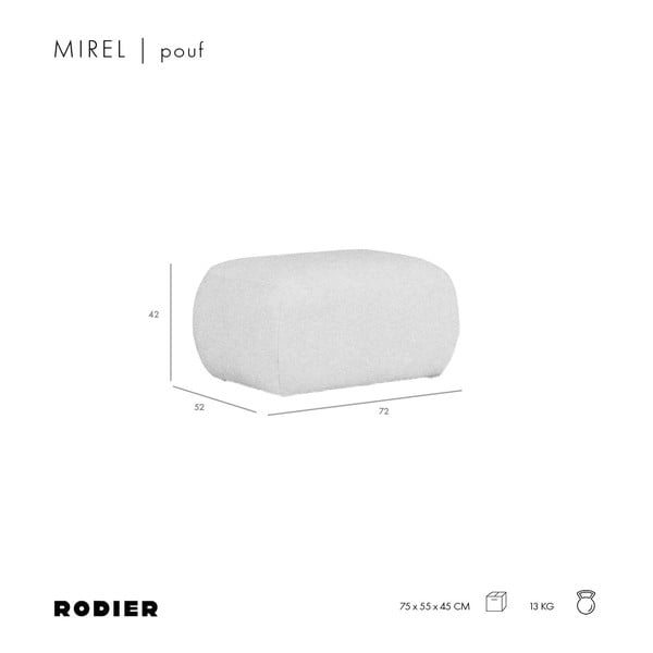 Jasnoszary podnóżek z materiału bouclé Mirel – Rodier-image-4